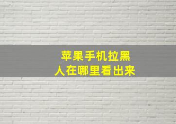 苹果手机拉黑人在哪里看出来