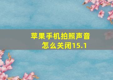 苹果手机拍照声音怎么关闭15.1