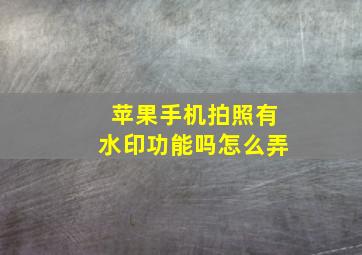 苹果手机拍照有水印功能吗怎么弄