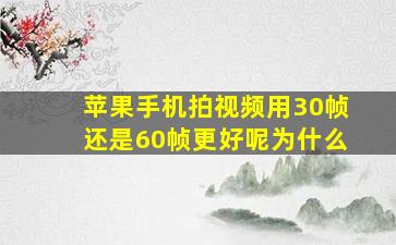 苹果手机拍视频用30帧还是60帧更好呢为什么