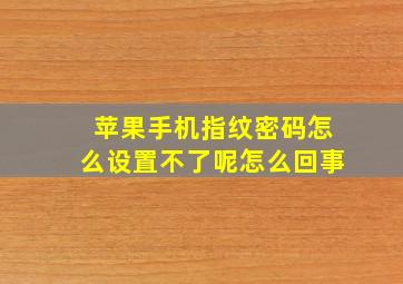 苹果手机指纹密码怎么设置不了呢怎么回事