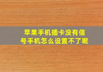 苹果手机插卡没有信号手机怎么设置不了呢