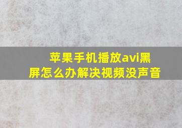 苹果手机播放avi黑屏怎么办解决视频没声音