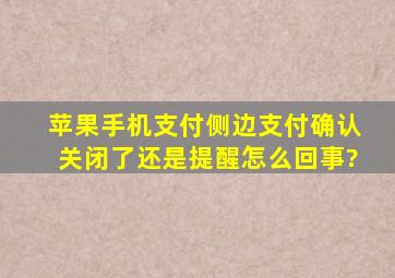 苹果手机支付侧边支付确认关闭了还是提醒怎么回事?