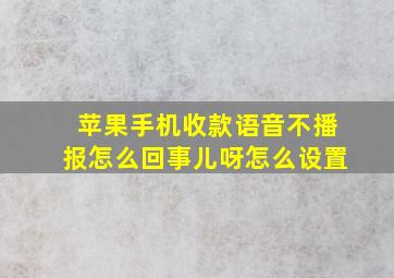 苹果手机收款语音不播报怎么回事儿呀怎么设置