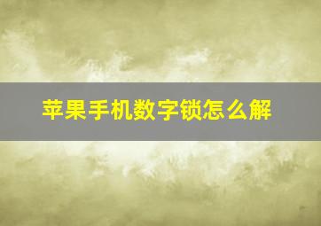 苹果手机数字锁怎么解