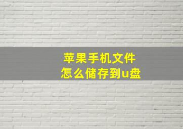 苹果手机文件怎么储存到u盘