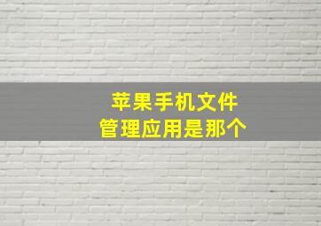 苹果手机文件管理应用是那个