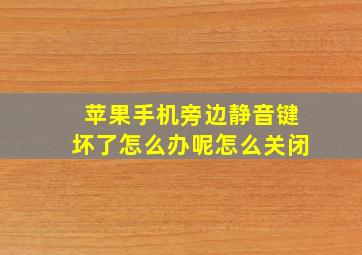 苹果手机旁边静音键坏了怎么办呢怎么关闭