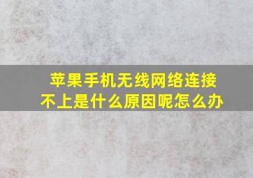 苹果手机无线网络连接不上是什么原因呢怎么办