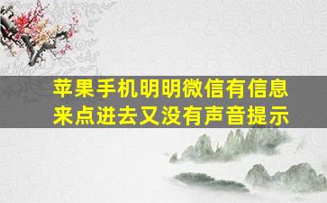 苹果手机明明微信有信息来点进去又没有声音提示