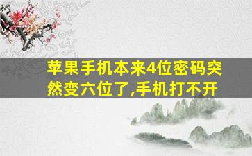 苹果手机本来4位密码突然变六位了,手机打不开