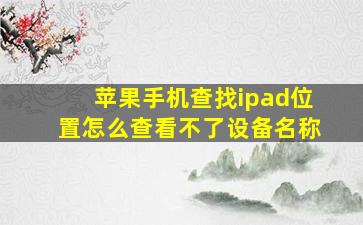 苹果手机查找ipad位置怎么查看不了设备名称