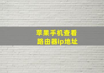 苹果手机查看路由器ip地址