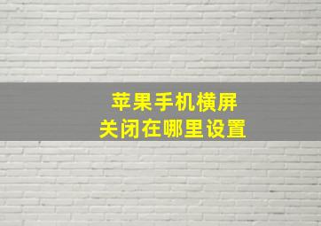 苹果手机横屏关闭在哪里设置