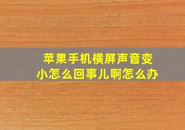 苹果手机横屏声音变小怎么回事儿啊怎么办