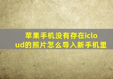 苹果手机没有存在icloud的照片怎么导入新手机里