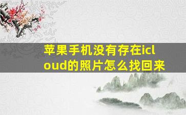 苹果手机没有存在icloud的照片怎么找回来