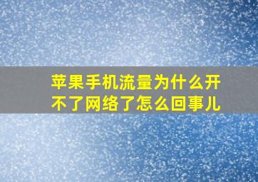 苹果手机流量为什么开不了网络了怎么回事儿