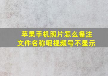 苹果手机照片怎么备注文件名称呢视频号不显示