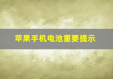 苹果手机电池重要提示