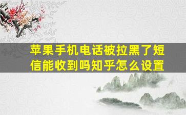 苹果手机电话被拉黑了短信能收到吗知乎怎么设置