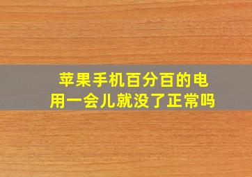 苹果手机百分百的电用一会儿就没了正常吗