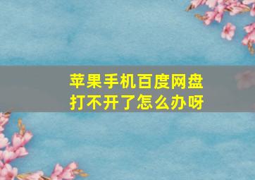 苹果手机百度网盘打不开了怎么办呀