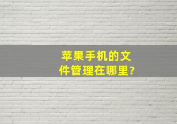 苹果手机的文件管理在哪里?