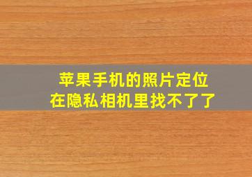 苹果手机的照片定位在隐私相机里找不了了