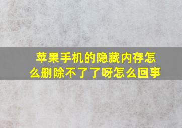 苹果手机的隐藏内存怎么删除不了了呀怎么回事