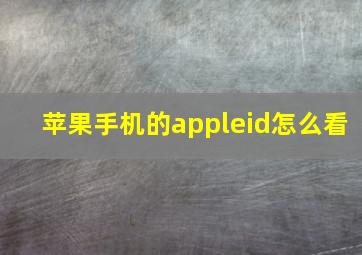 苹果手机的appleid怎么看