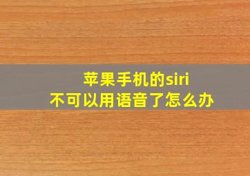 苹果手机的siri不可以用语音了怎么办