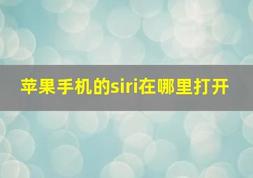 苹果手机的siri在哪里打开