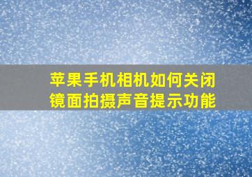 苹果手机相机如何关闭镜面拍摄声音提示功能