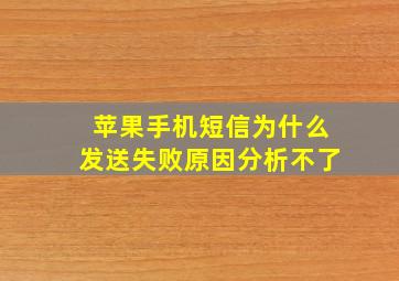 苹果手机短信为什么发送失败原因分析不了