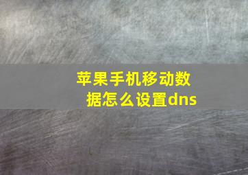 苹果手机移动数据怎么设置dns