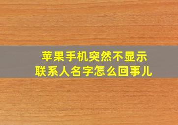 苹果手机突然不显示联系人名字怎么回事儿