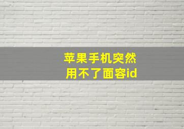 苹果手机突然用不了面容id