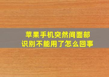 苹果手机突然间面部识别不能用了怎么回事