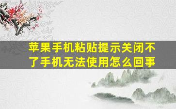 苹果手机粘贴提示关闭不了手机无法使用怎么回事