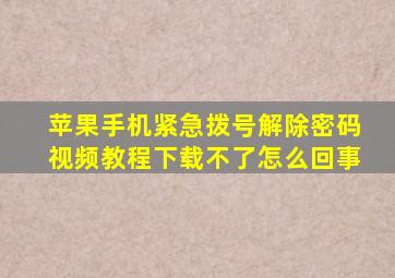 苹果手机紧急拨号解除密码视频教程下载不了怎么回事