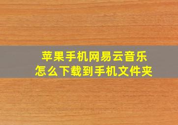 苹果手机网易云音乐怎么下载到手机文件夹