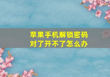 苹果手机解锁密码对了开不了怎么办