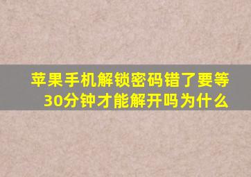 苹果手机解锁密码错了要等30分钟才能解开吗为什么