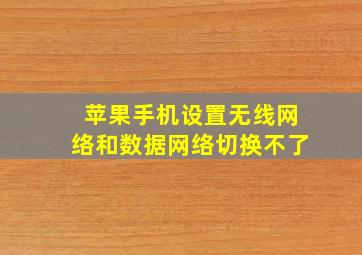 苹果手机设置无线网络和数据网络切换不了