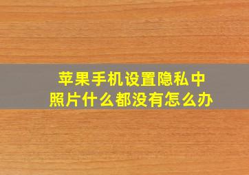 苹果手机设置隐私中照片什么都没有怎么办