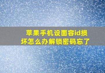 苹果手机设面容id损坏怎么办解锁密码忘了