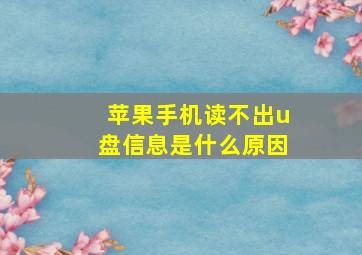 苹果手机读不出u盘信息是什么原因