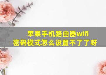 苹果手机路由器wifi密码模式怎么设置不了了呀